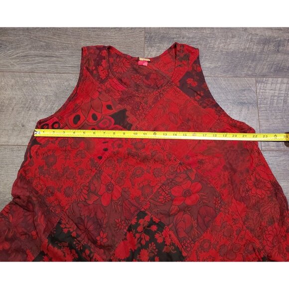 Tunic Tank Dress Winged Horse Pool Coverup Sleevless India Red Boho Beachcore - Picture 5 of 11